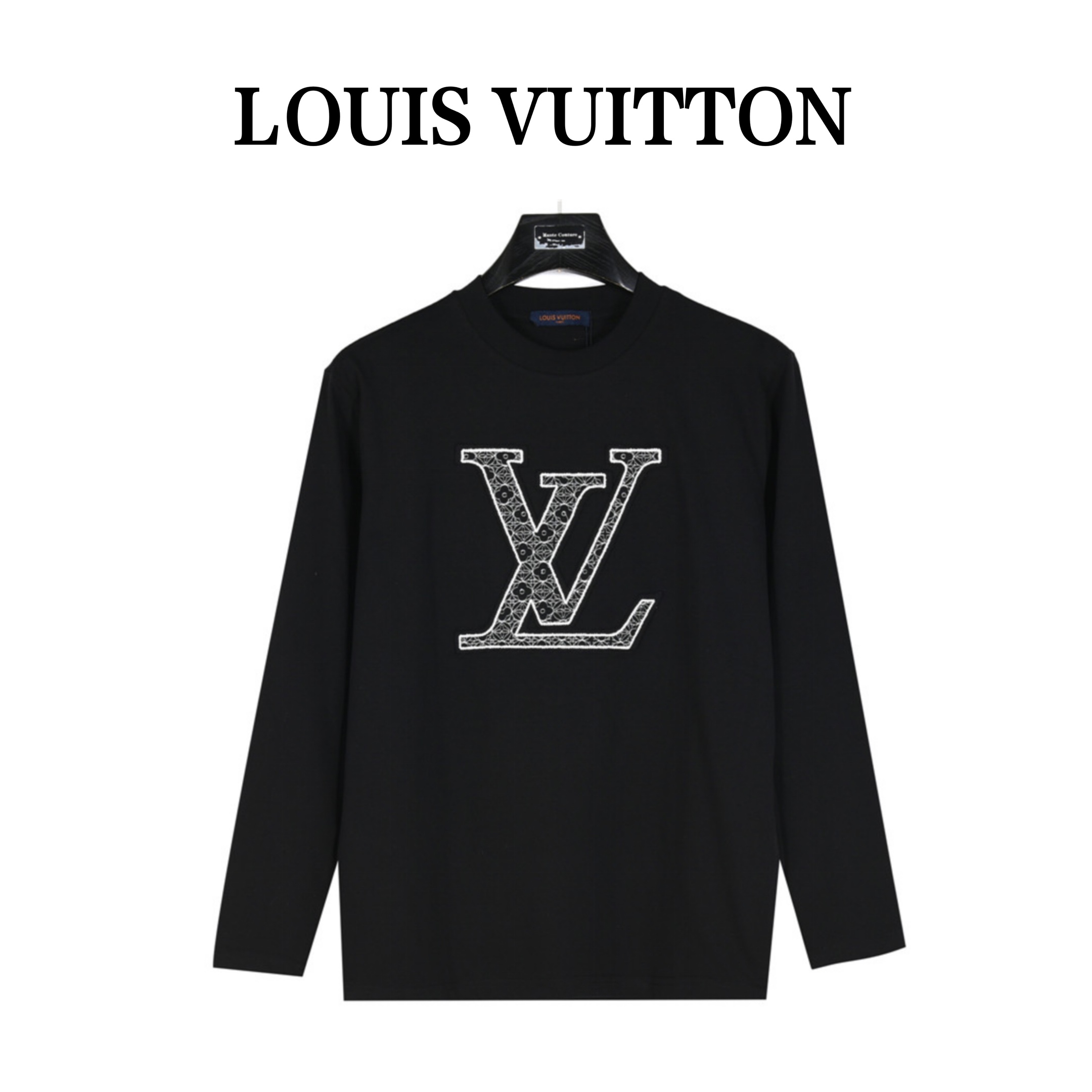 Louis Vuitton/路易威登24ss 大logo内嵌老花花纹刺绣长袖T恤