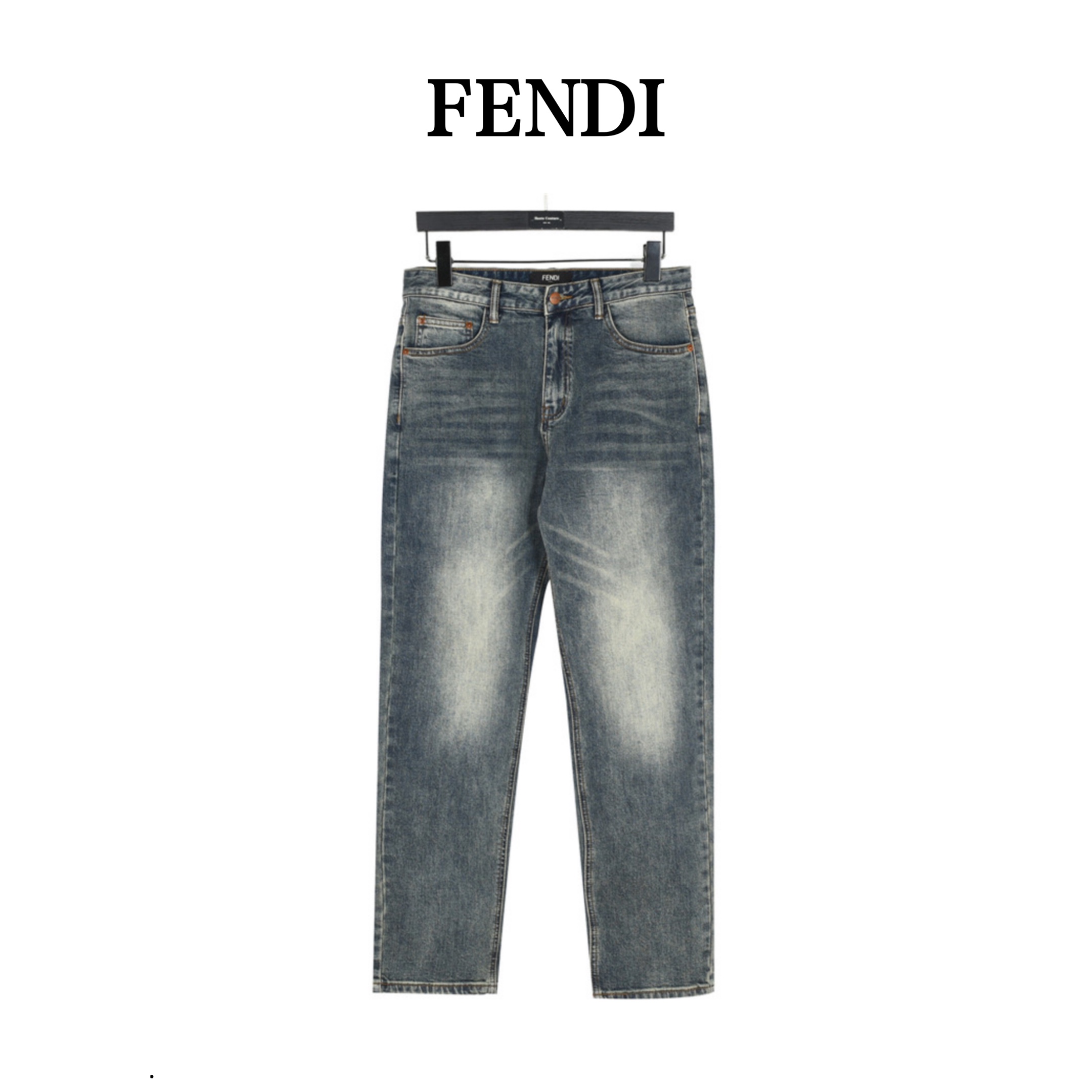 Fendi/芬迪彩色刺绣字母牛仔长裤