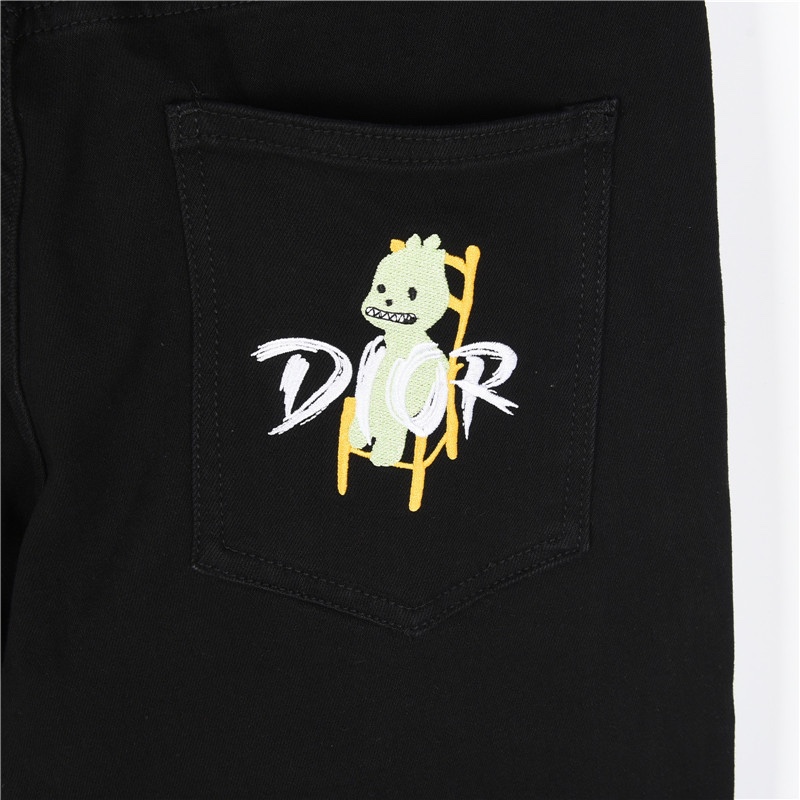 Dior/迪奥后袋小恐龙牛仔长裤