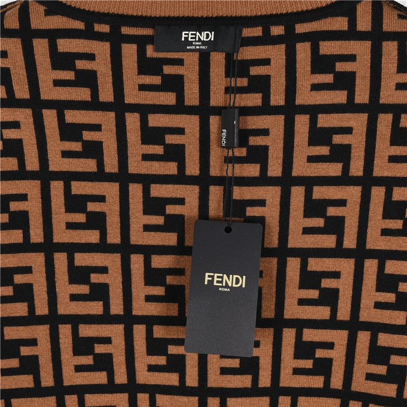 （女款） Fendi/芬迪 24Fw 经典双F满印logo圆领羊毛针织毛衣