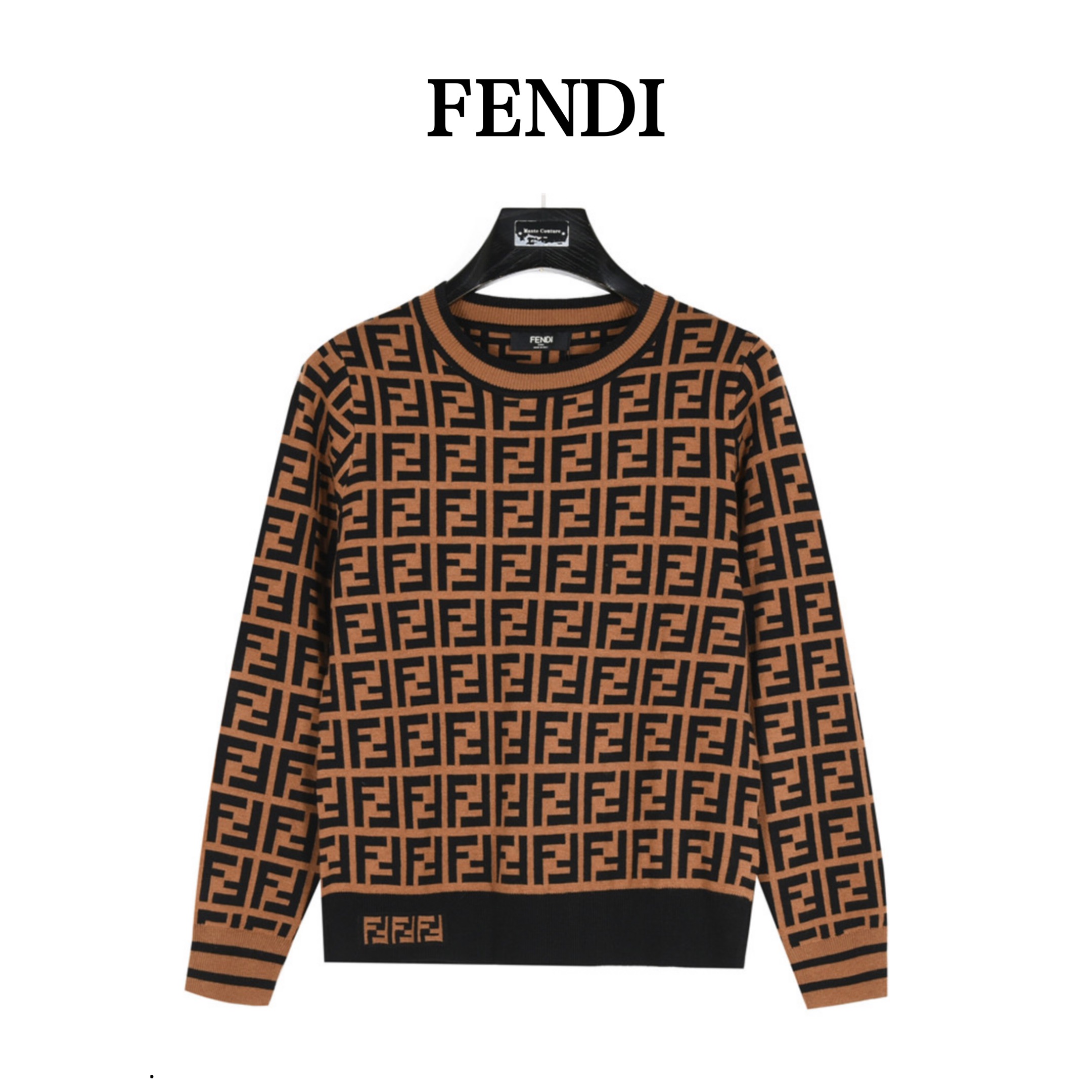 （女款） Fendi/芬迪 24Fw 经典双F满印logo圆领羊毛针织毛衣