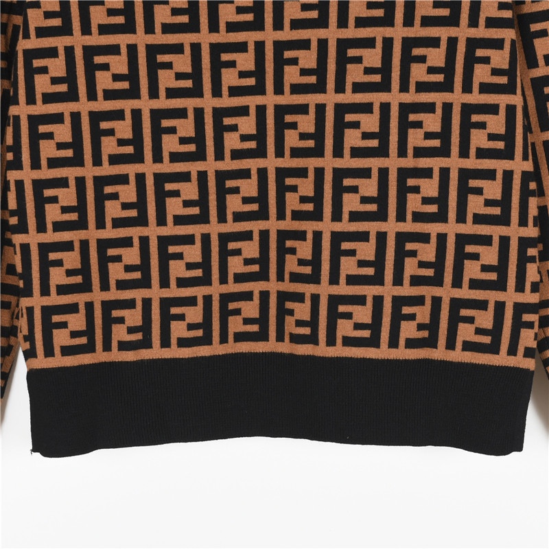 （女款） Fendi/芬迪 24Fw 经典双F满印logo圆领羊毛针织毛衣