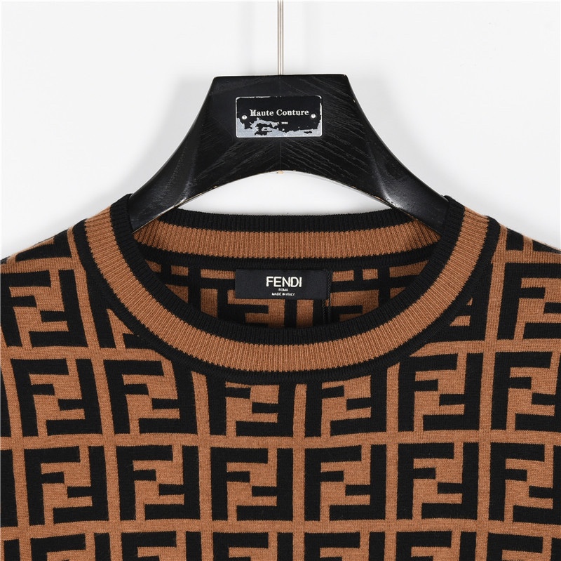 （女款） Fendi/芬迪 24Fw 经典双F满印logo圆领羊毛针织毛衣