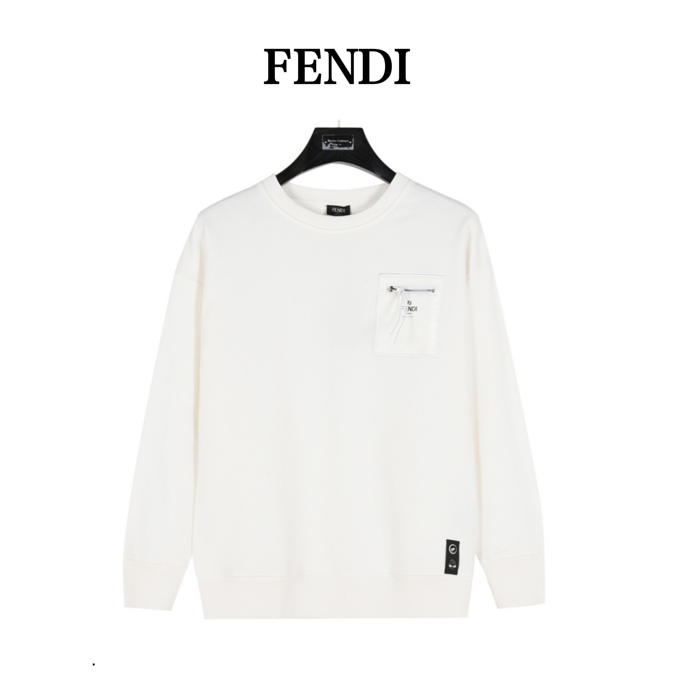 Fendi/芬迪 24Fw 胸口皮口袋拉链圆领卫衣