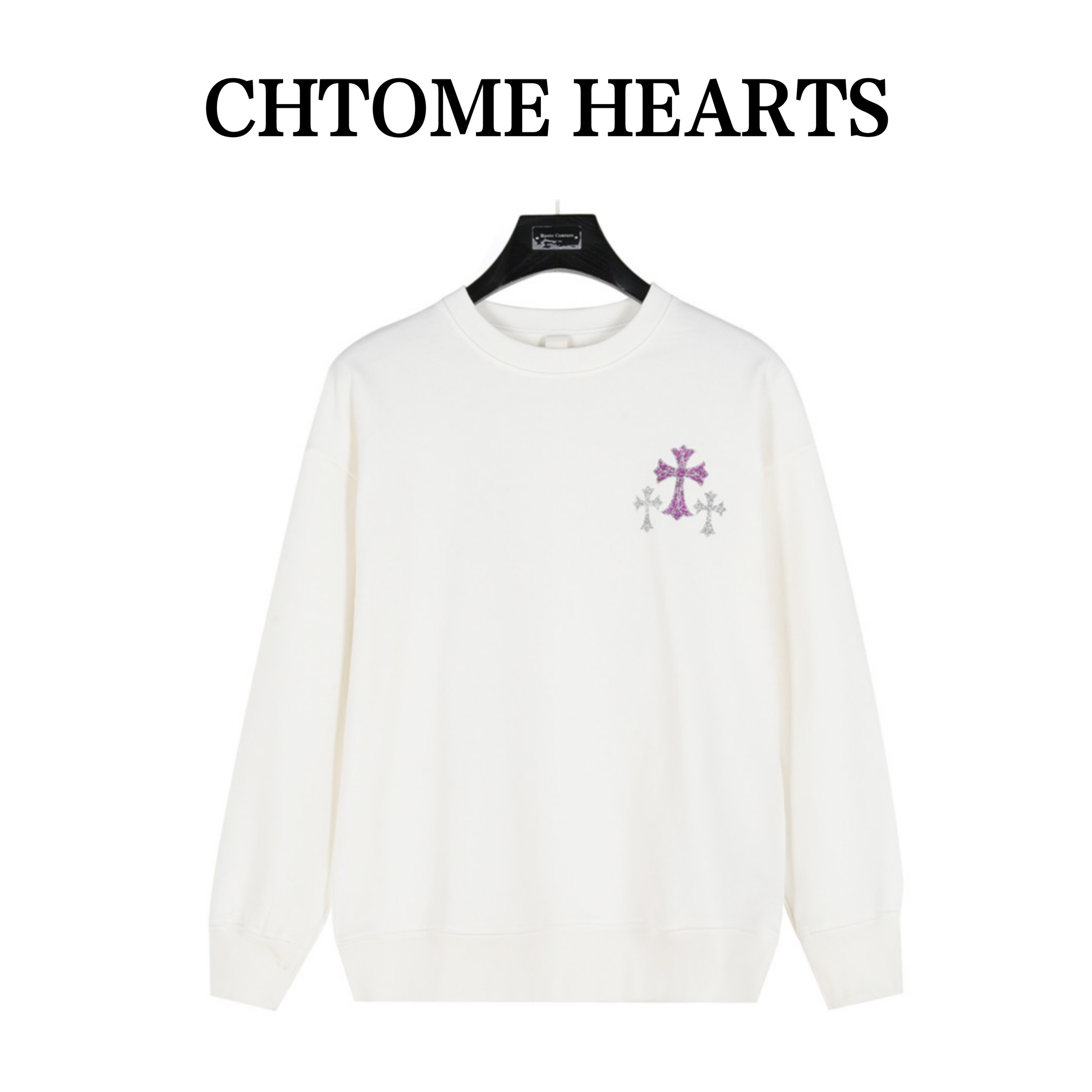 Chrome Hearts/克罗心 24Fw 亮粉十字架圆领卫衣