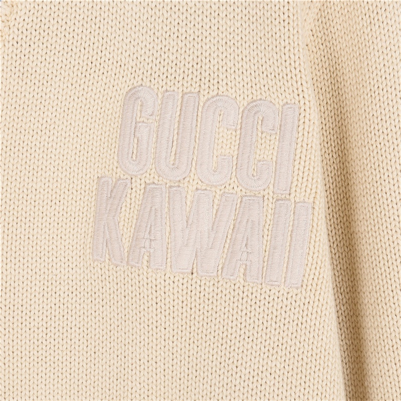 Gucci/古驰 KAWAII系列联名 背后猫咪图案针织羊毛加厚开衫毛衣