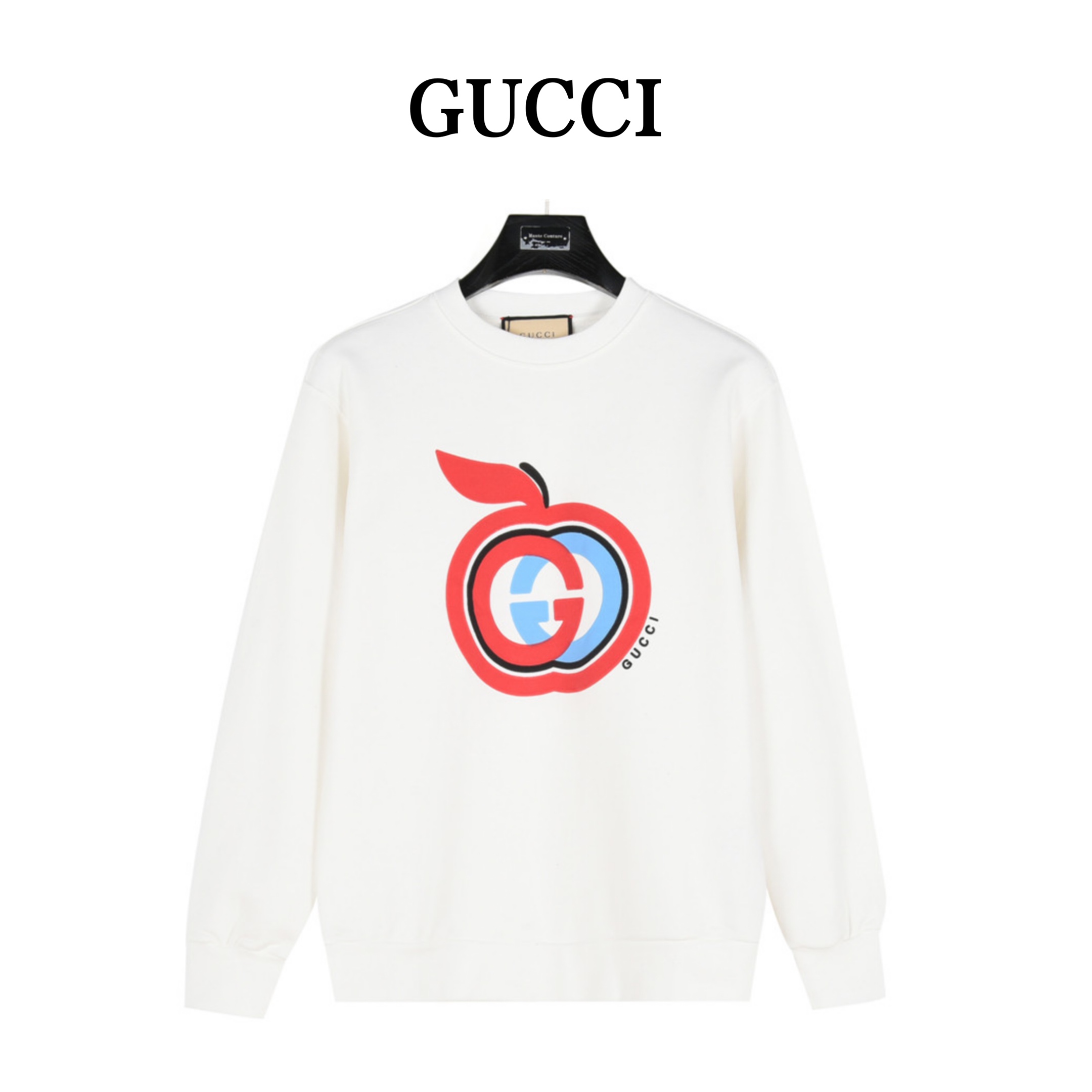 Gucci/古驰 双G苹果发泡印花绒面圆领卫衣