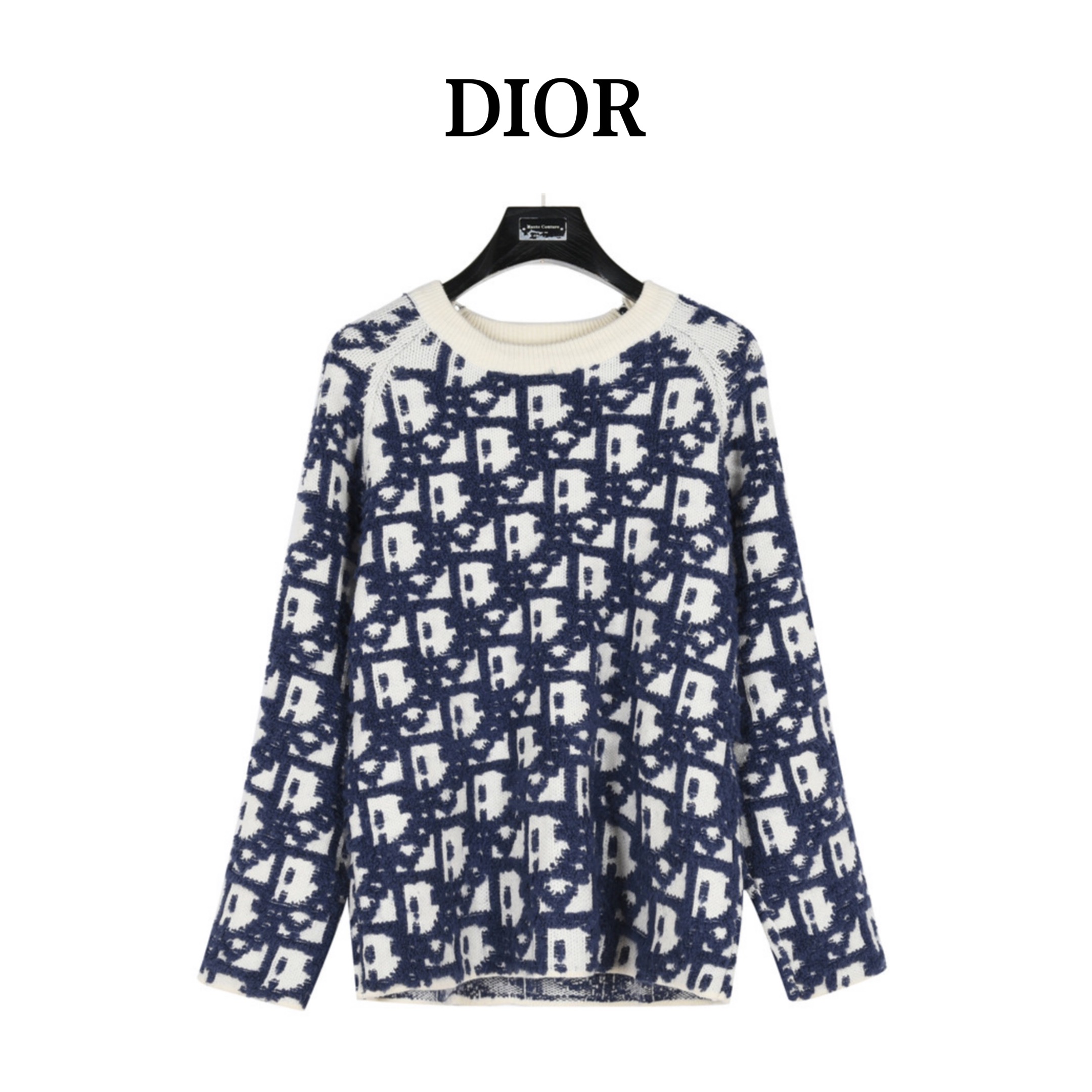 Dior/迪奥 24Fw 重工满幅CD提花袖肩斜拉链毛衣