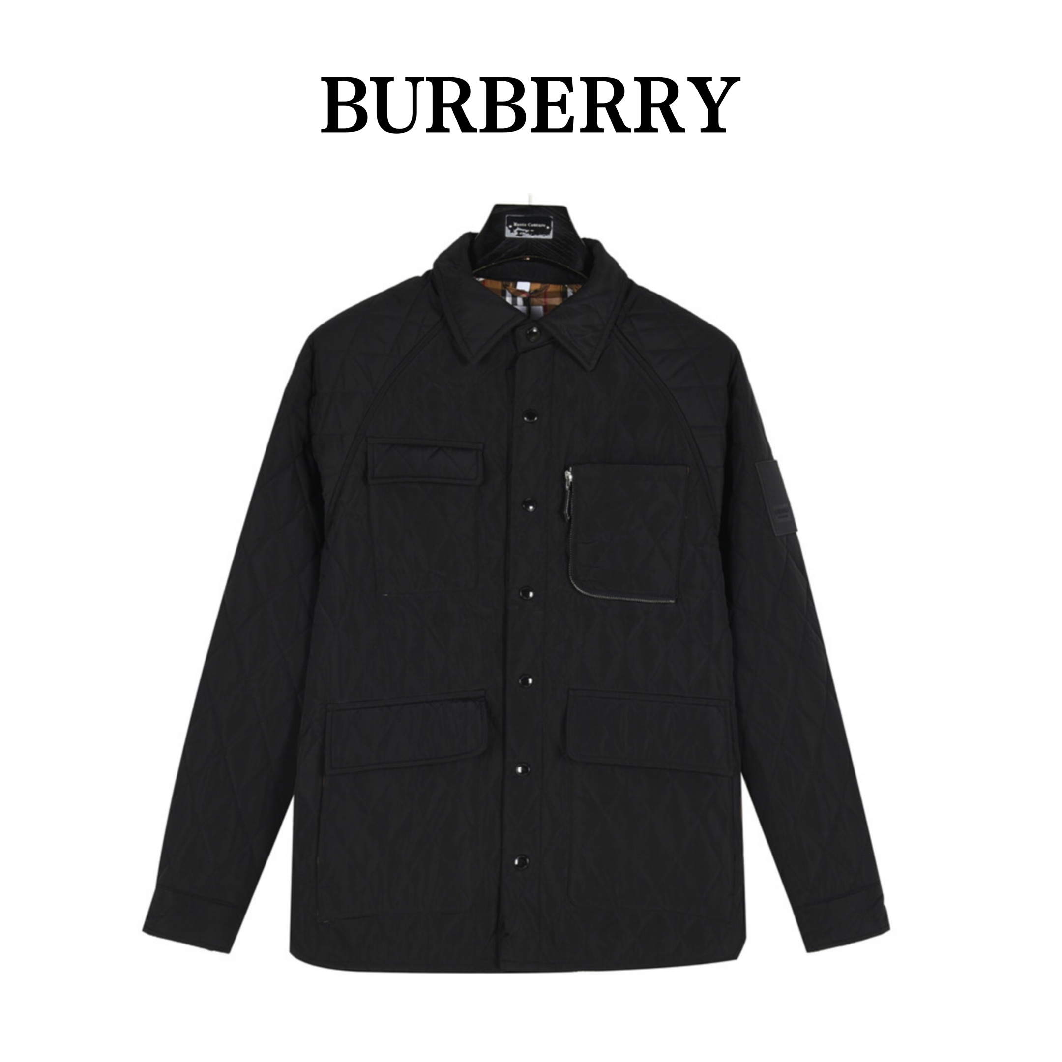 Burberry/巴宝莉 菱格多口袋铭牌夹棉外套