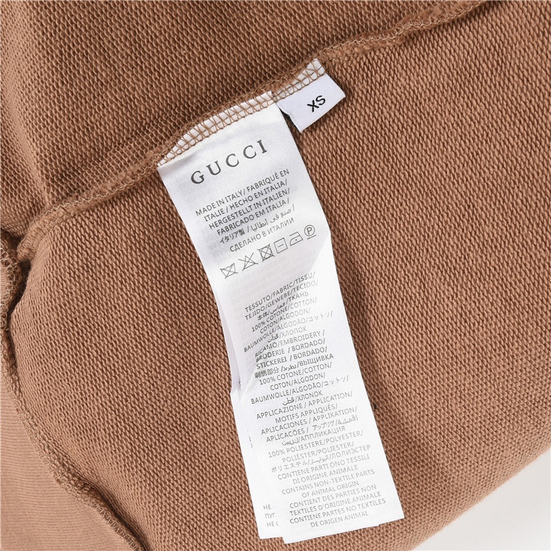 Gucci/古驰 刺绣字母及植绒蘑菇连帽卫衣黑色 白色 咖色