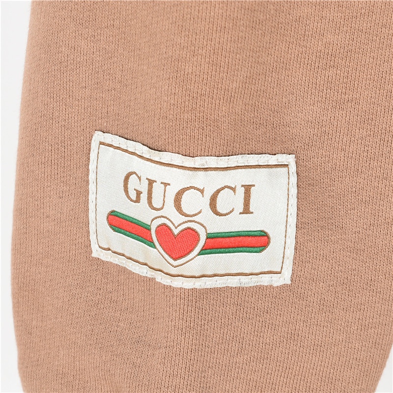 Gucci/古驰 刺绣字母及植绒蘑菇连帽卫衣黑色 白色 咖色