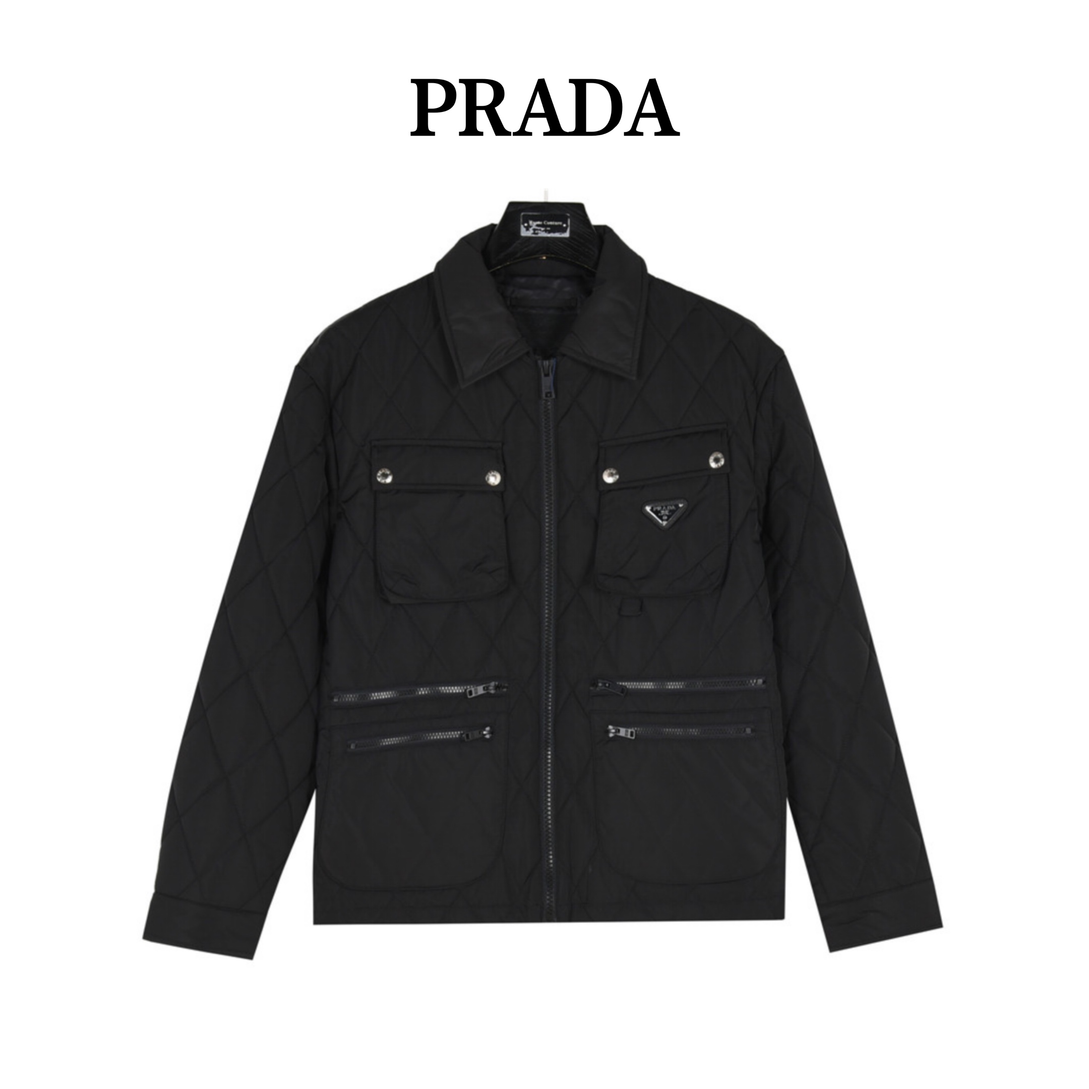 Prada/普拉达胸口方形大口袋双边双拉链薄棉外套