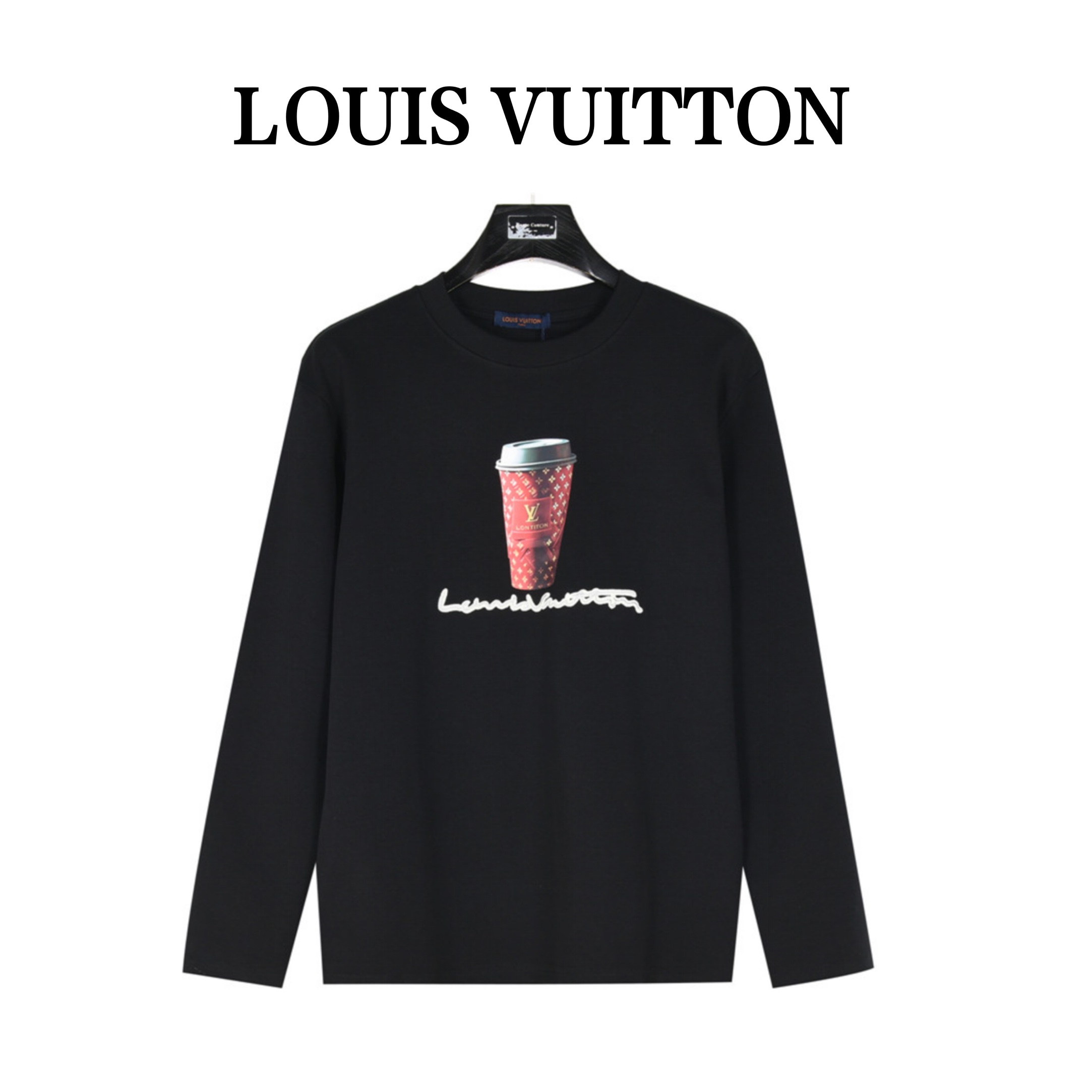 Louis Vuitton/路易威登 24ss 水杯印花及签名logo刺绣长袖T恤