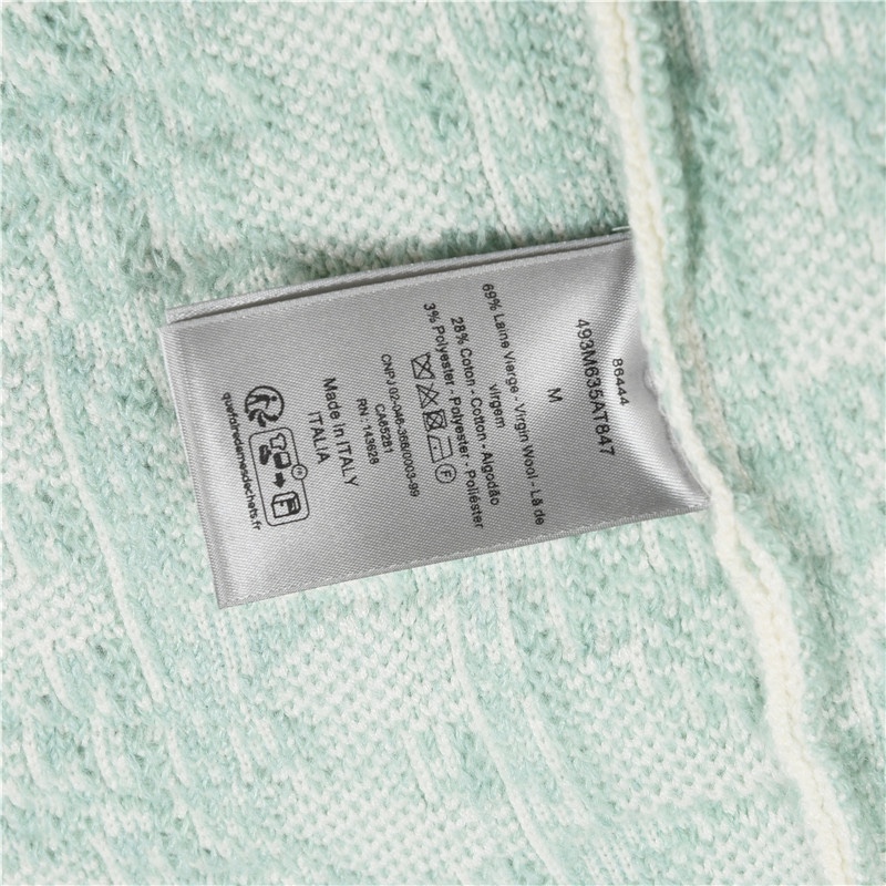 Dior/迪奥 24Fw 重工满幅CD提花袖肩斜拉链毛衣 蓝色 浅绿色