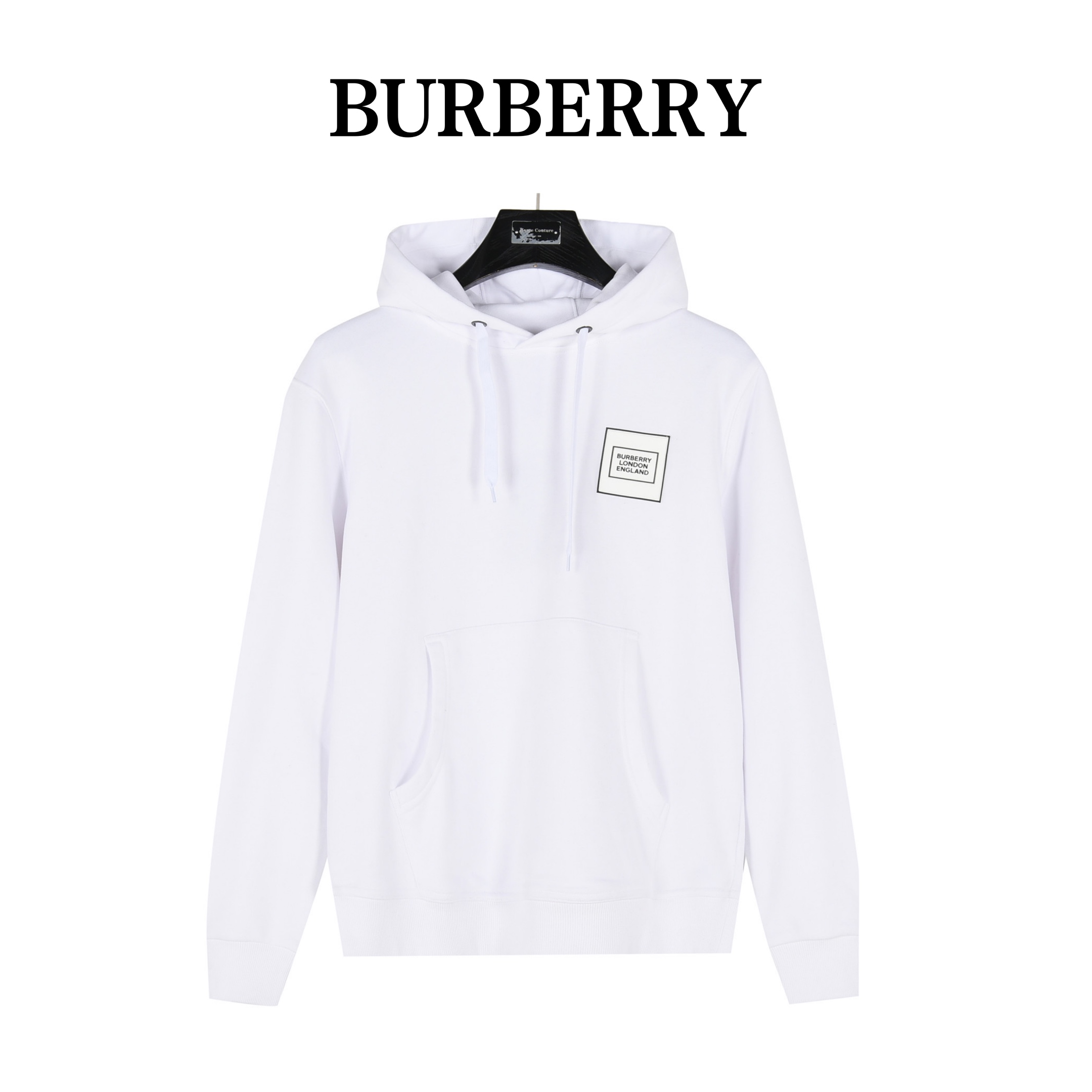 Burberry/巴宝莉 胸口硅胶方块logo贴饰连帽卫衣