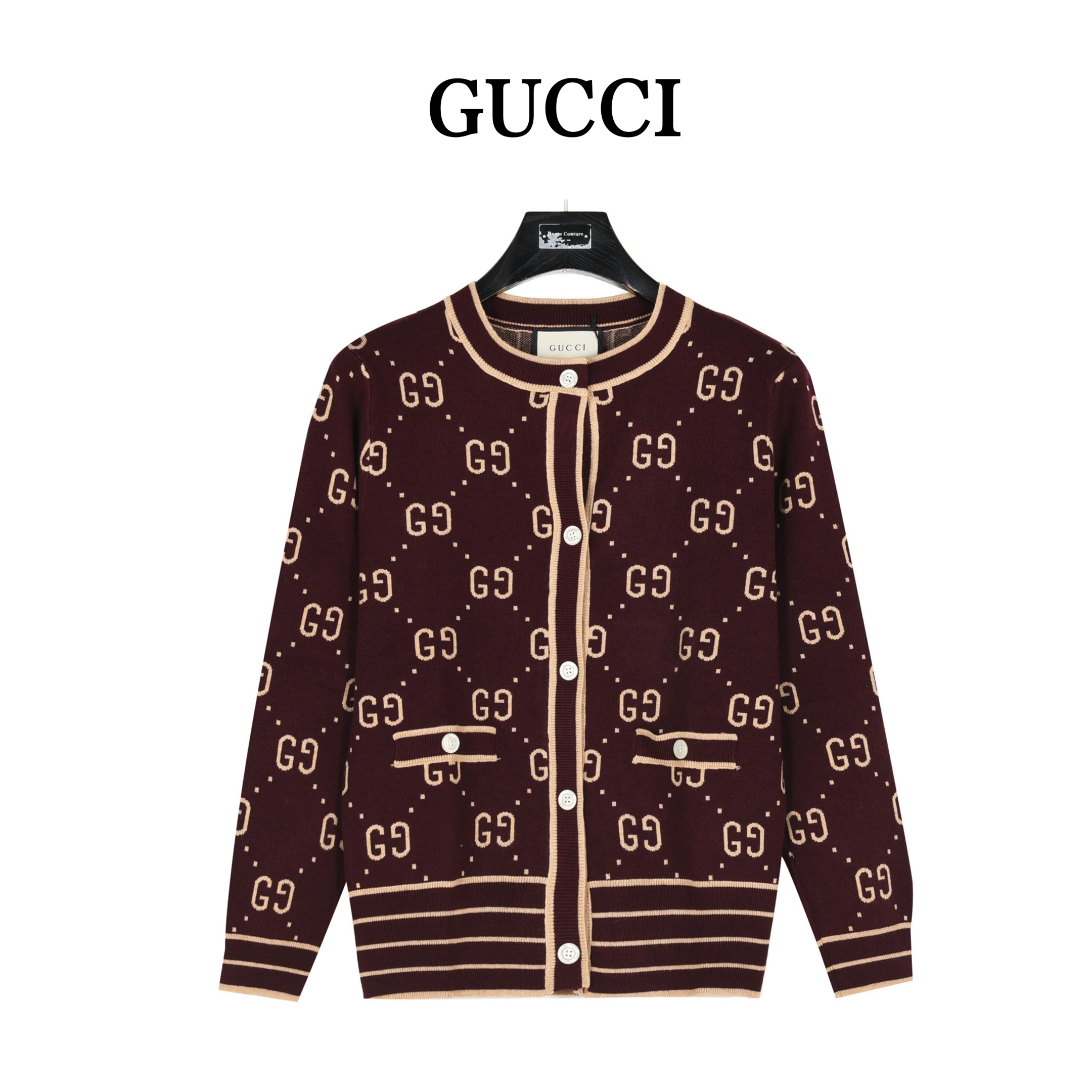 Gucci/古驰 24Fw 满幅双G提花圆领开衫毛衣外套