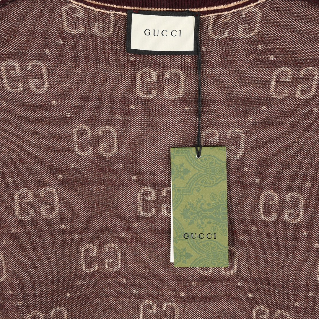 Gucci/古驰 24Fw 满幅双G提花圆领开衫毛衣外套