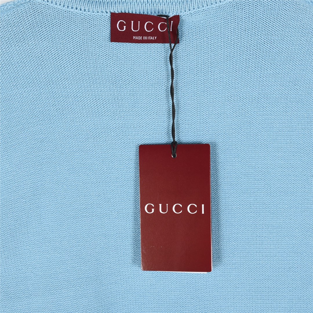 Gucci/古驰 双G刺绣翻领半排扣羊毛针织毛衣