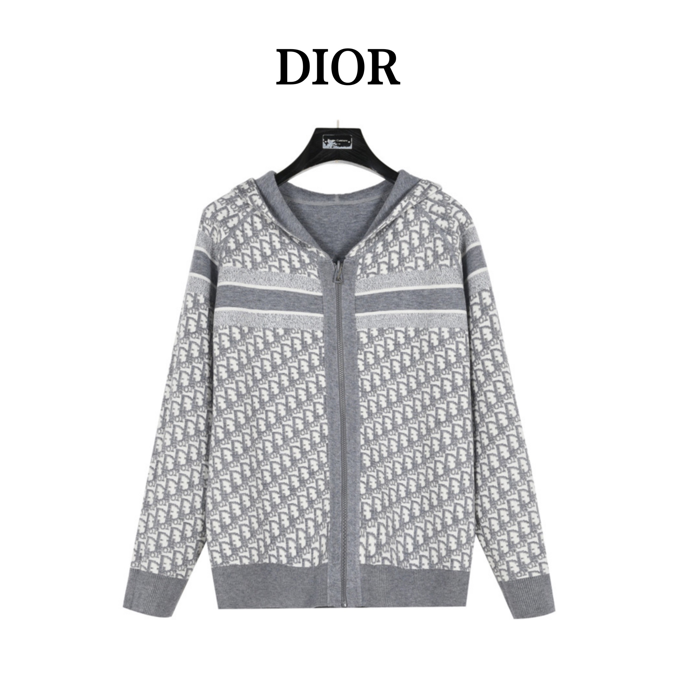 Dior/迪奥经典老花双面穿羊毛羊绒连帽开衫外套