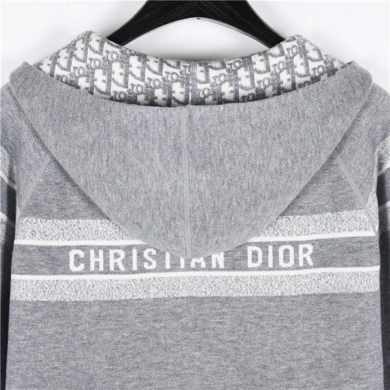 Dior/迪奥经典老花双面穿羊毛羊绒连帽开衫外套