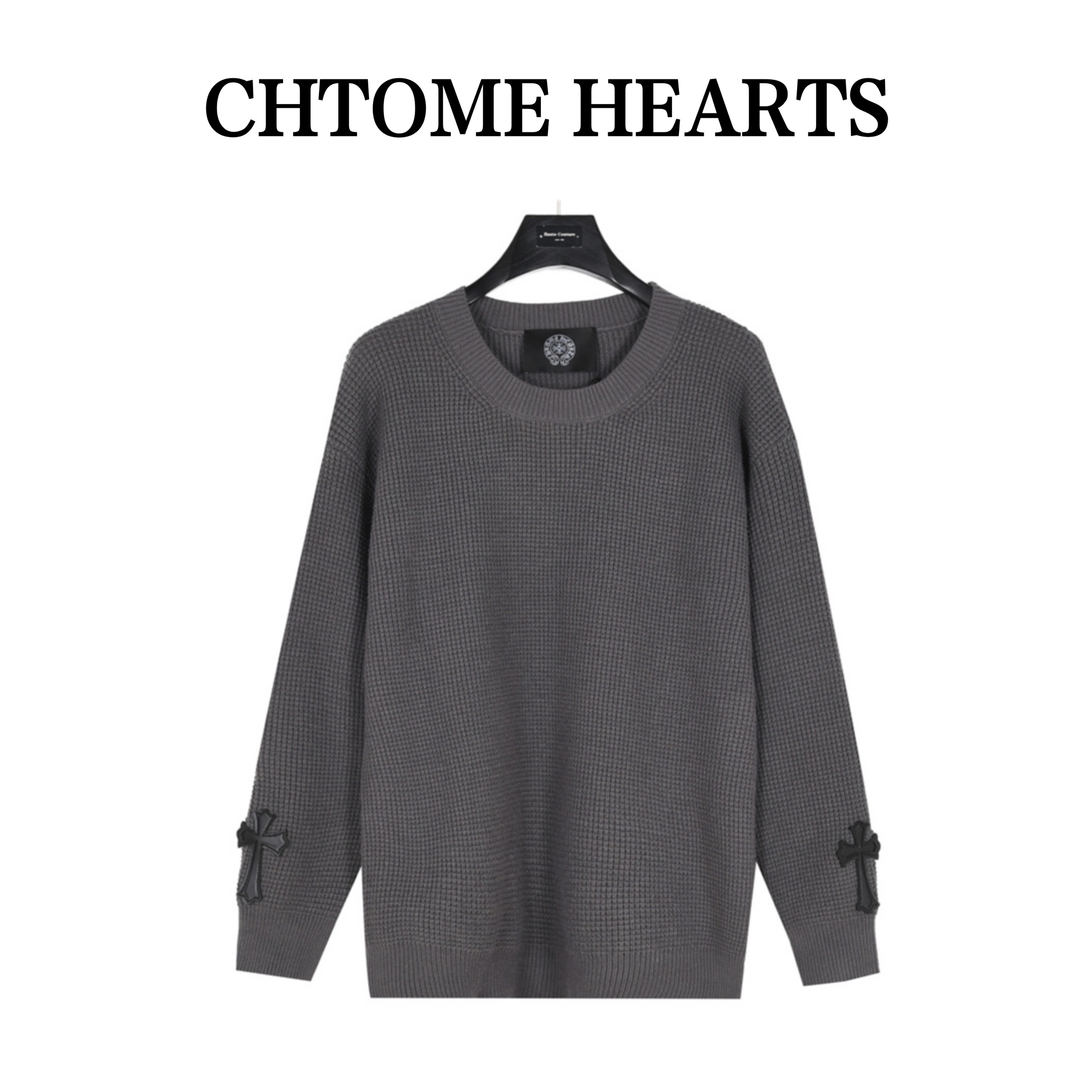 Chrome Hearts/克罗心 24Fw 袖口十字架贴皮华夫格套头毛衣