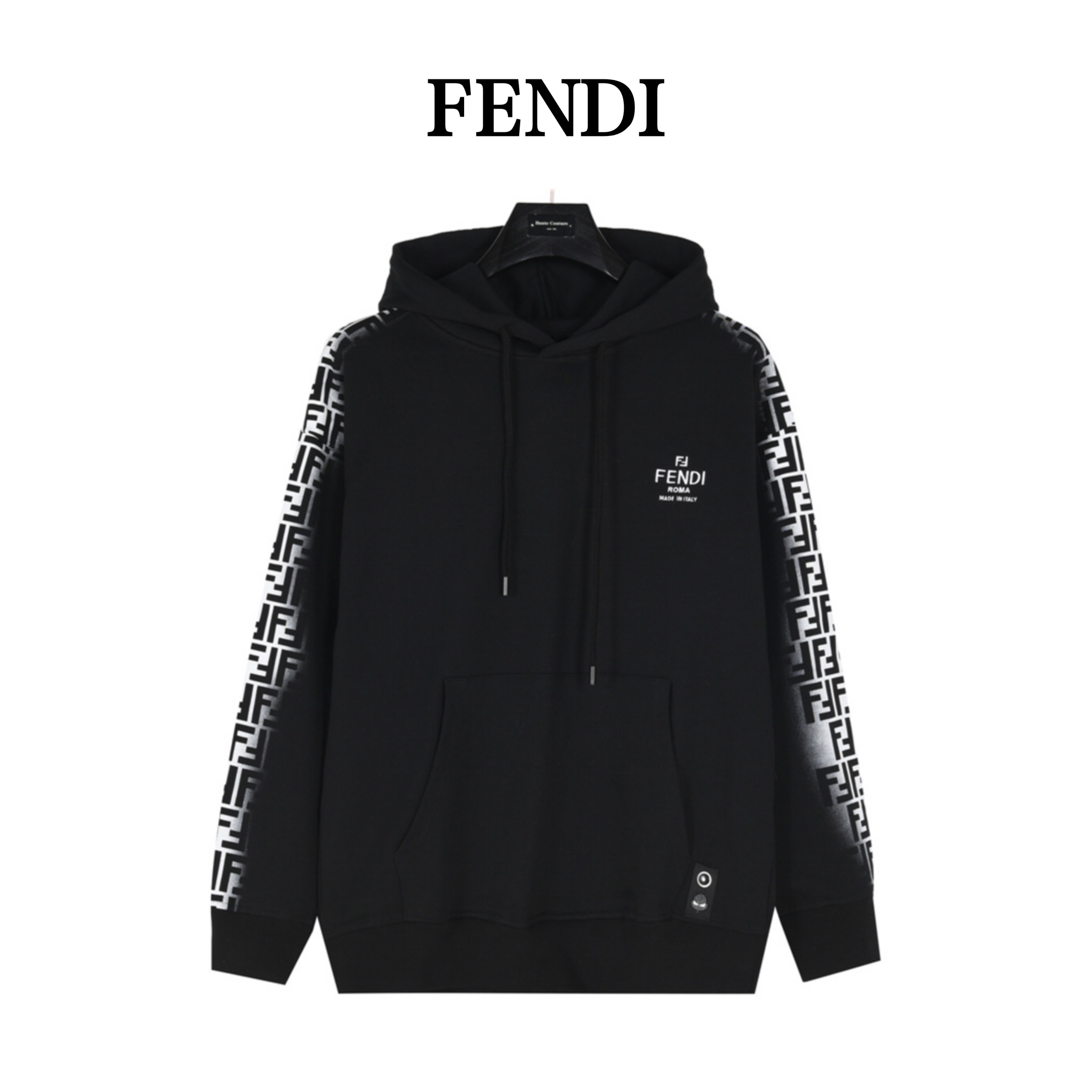 Fendi/芬迪 24Fw 胸前刺绣字母及侧边双F织带连帽卫衣