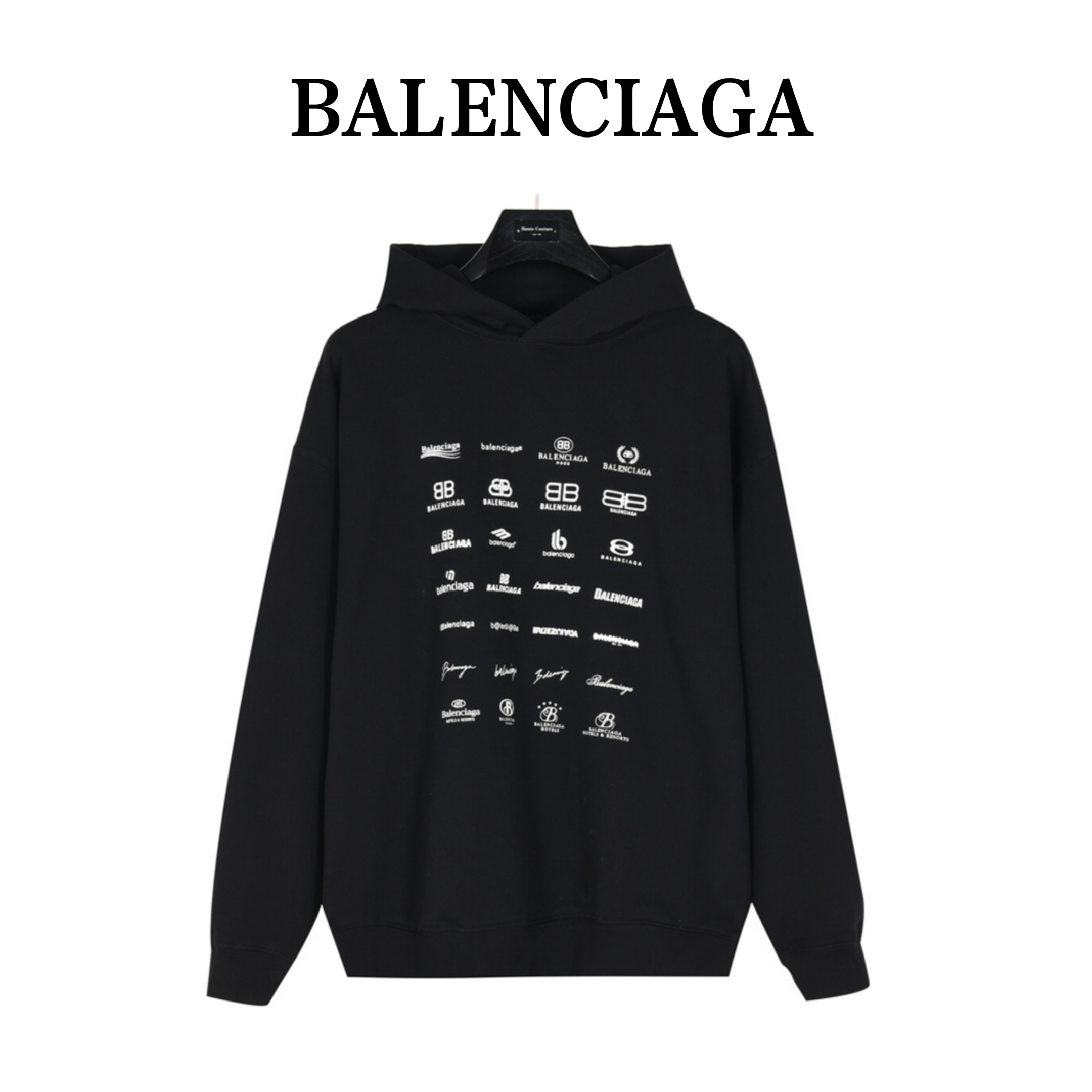 Balenciaga/巴黎世家 经典满印logo集合连帽卫衣
