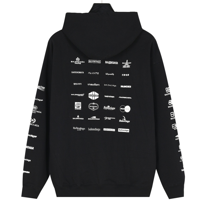 Balenciaga/巴黎世家 经典满印logo集合连帽卫衣