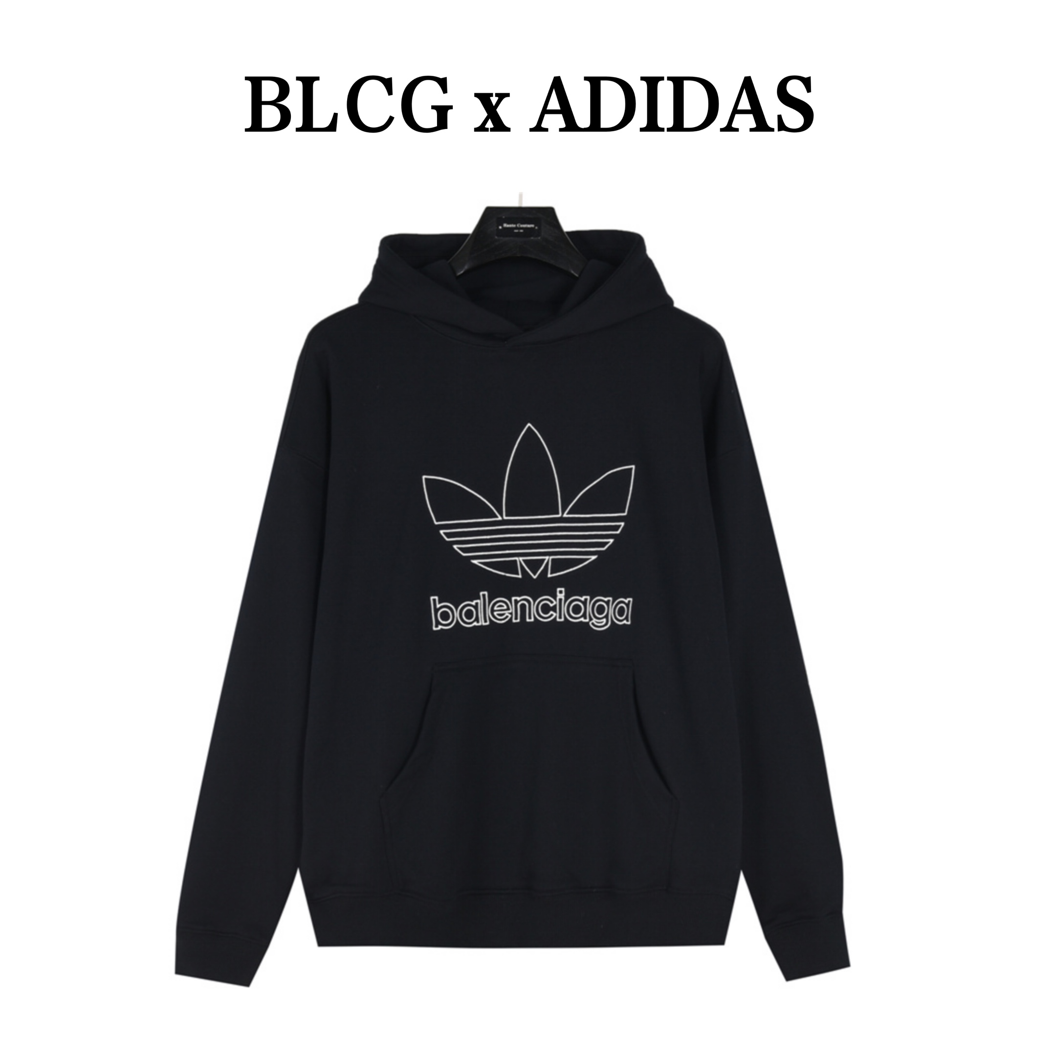 Balenciaga X Adidas 联名刺绣logo连帽卫衣 秋冬新款ADIDAS联名限定款刺绣