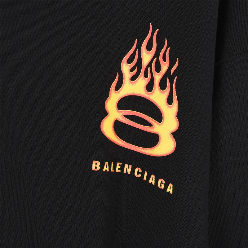 Balenciaga/巴黎世家 24Fw 双环火焰数码直喷水洗做旧连帽拉链外套