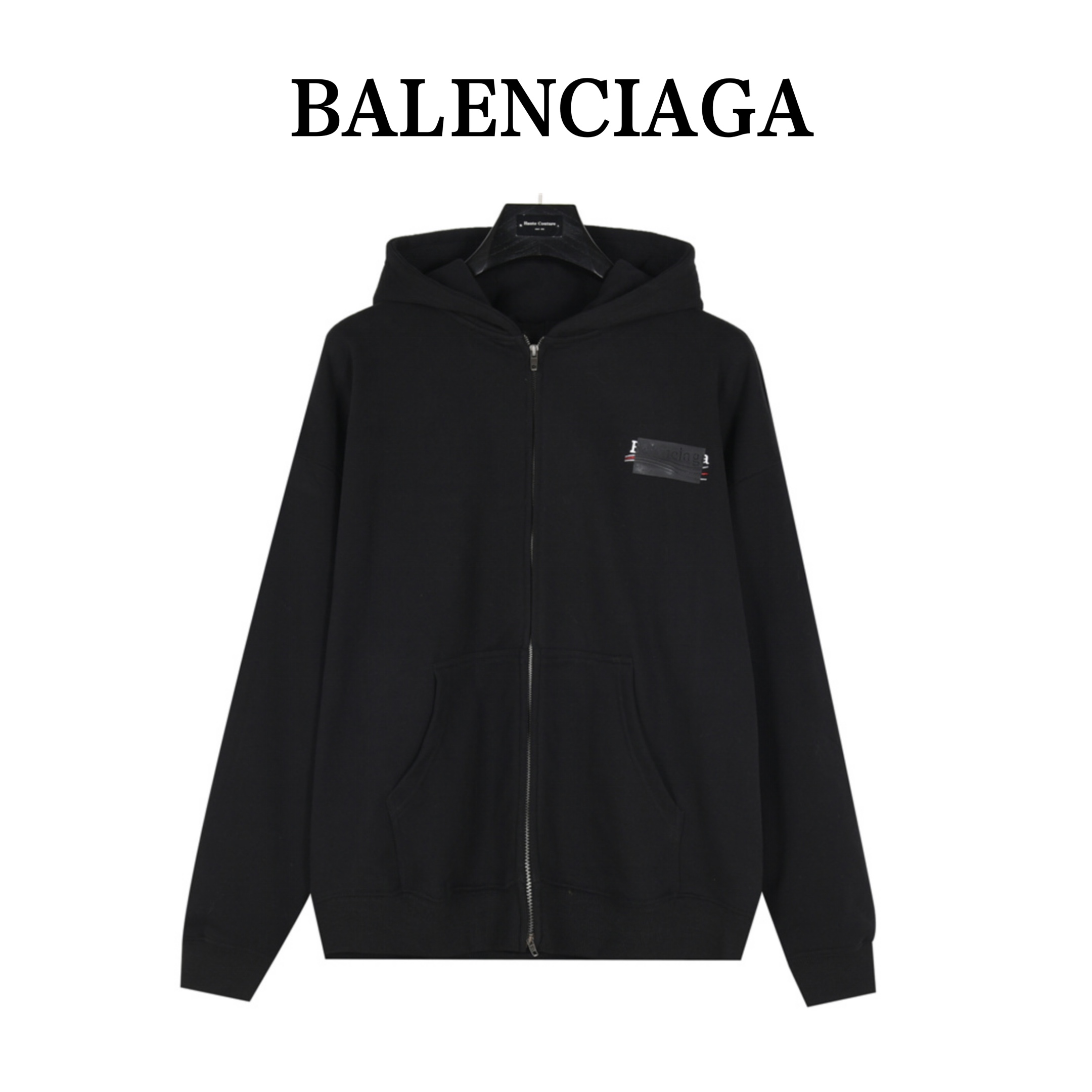 Balenciaga/巴黎世家 掩盖可乐压胶刺绣拉链连帽外套