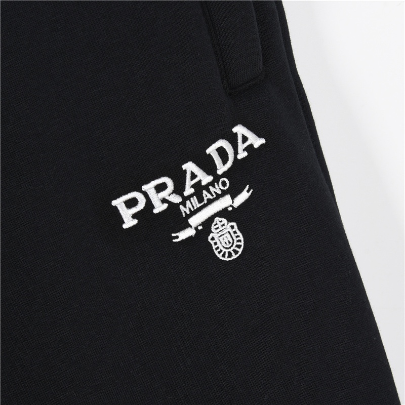 Prada/普拉达 24Fw 前后幅刺绣logo加绒长裤 经典刺绣logo设计