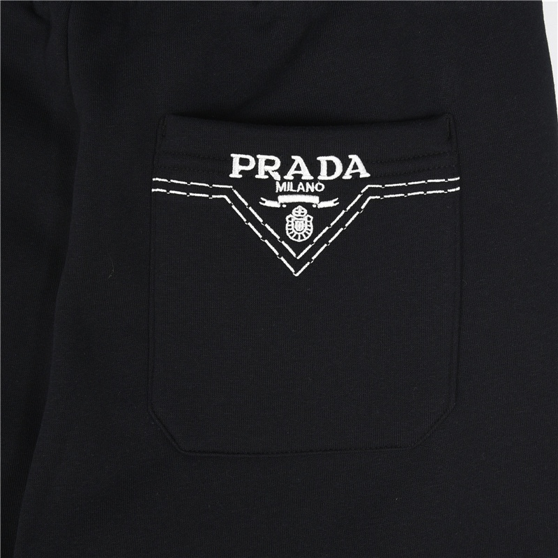 Prada/普拉达 24Fw 前后幅刺绣logo加绒长裤 经典刺绣logo设计