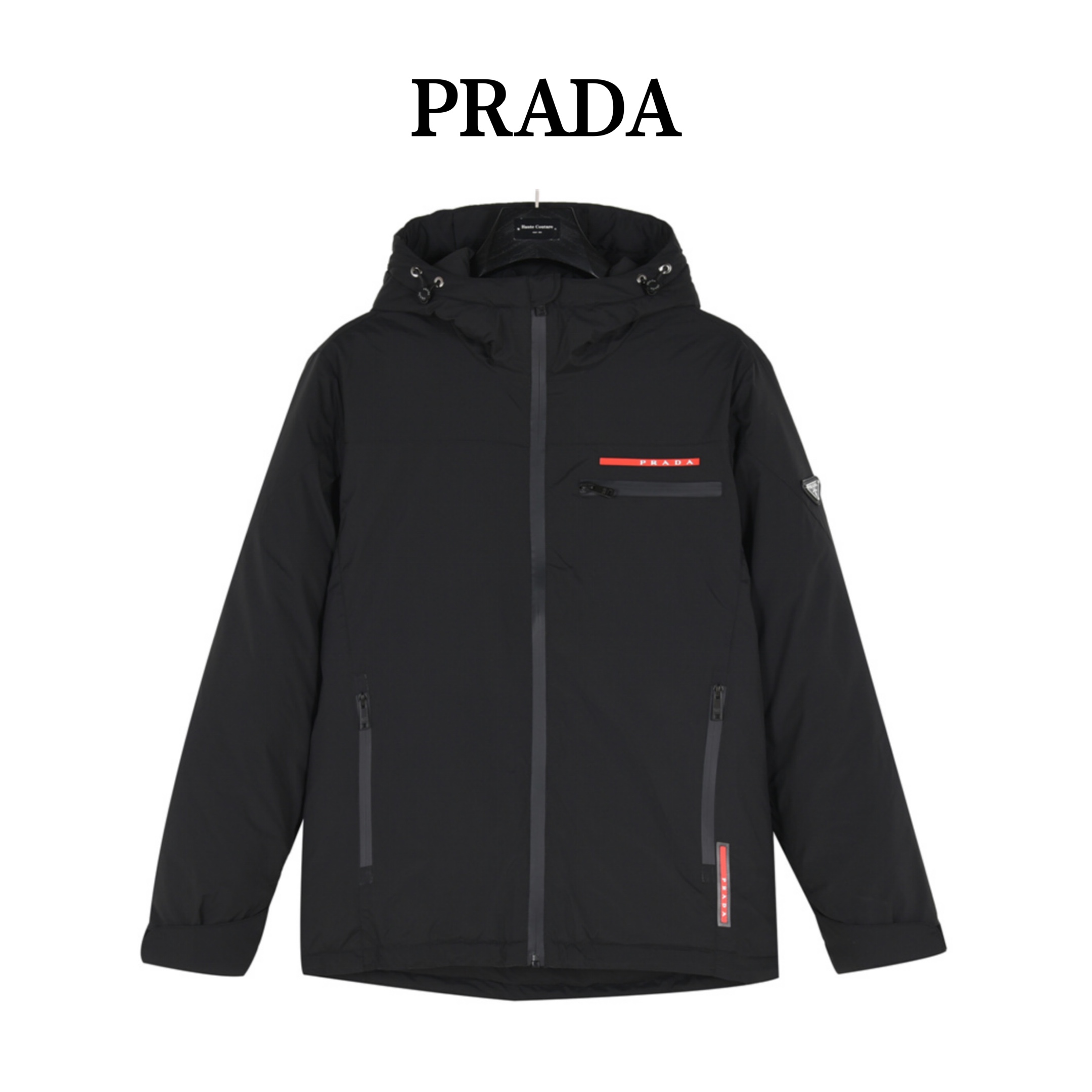 Prada/普拉达 24Fw 红标压胶及三角标徽章连帽羽绒服外套