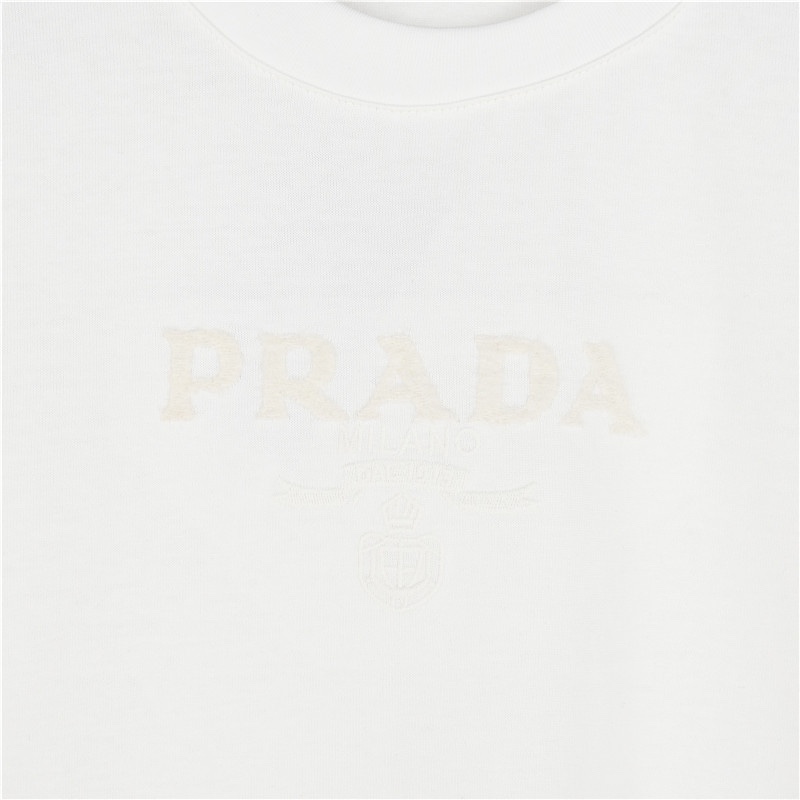 PRADA/普拉达 胸前暗纹牙刷绣logo长袖T恤