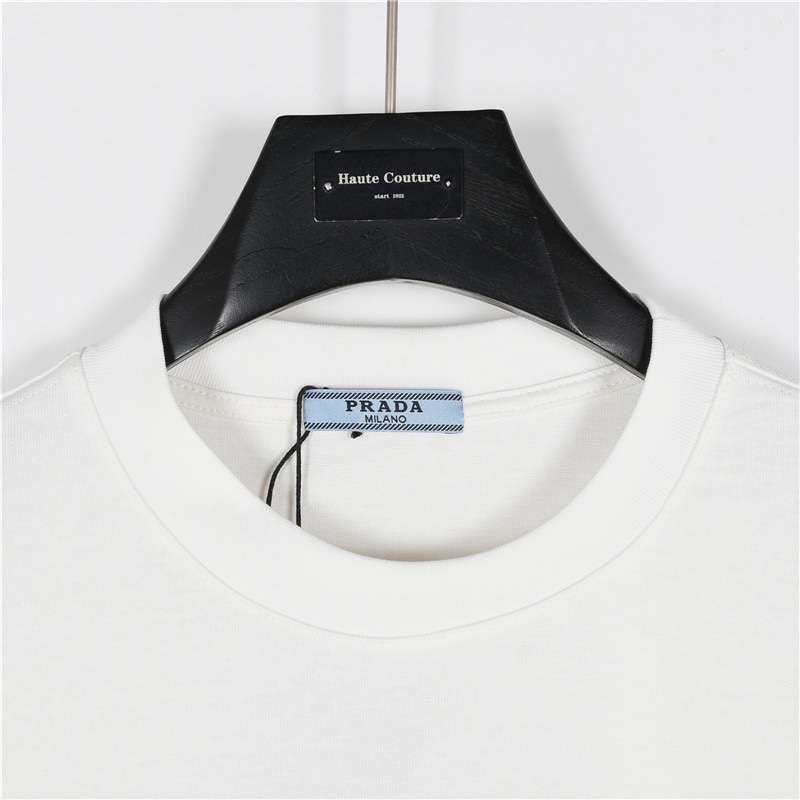 PRADA/普拉达 胸前暗纹牙刷绣logo长袖T恤