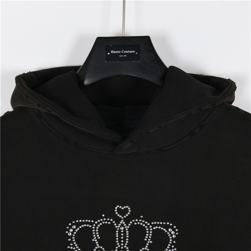 Balenciaga/巴黎世家 24Fw 皇冠烫钻加绒连帽卫衣