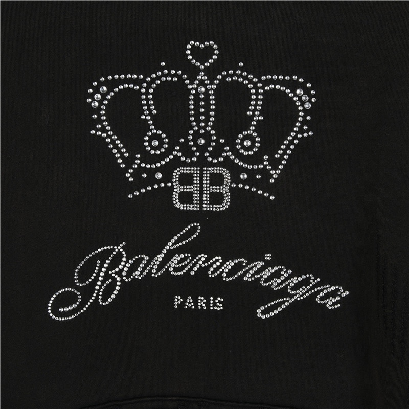 Balenciaga/巴黎世家 24Fw 皇冠烫钻加绒连帽卫衣