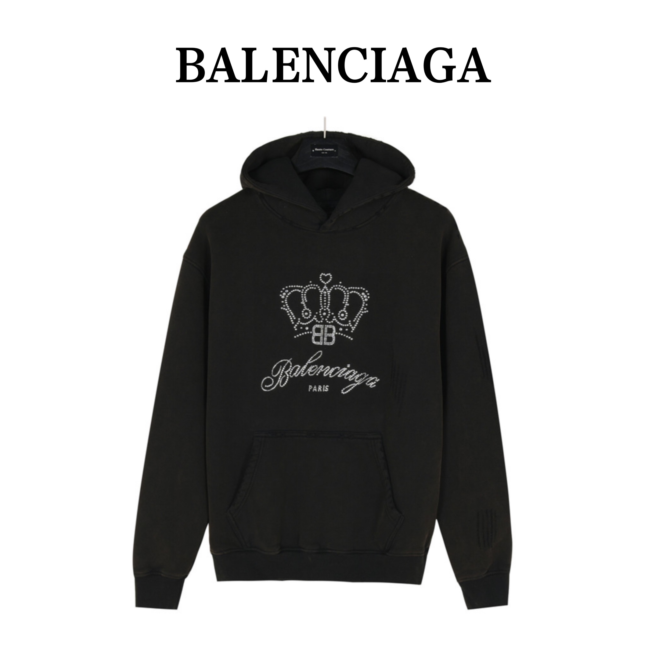 Balenciaga/巴黎世家 24Fw 皇冠烫钻加绒连帽卫衣