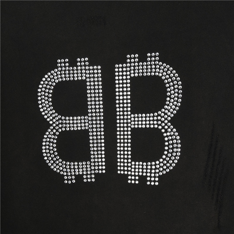Balenciaga/巴黎世家 24Fw 双B比特币烫钻加绒连帽卫衣