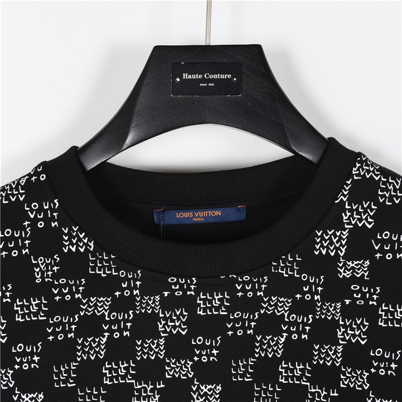 Louis Vuitton/路易威登 25Fw 渐变小飞机印花圆领卫衣 白色 黑色