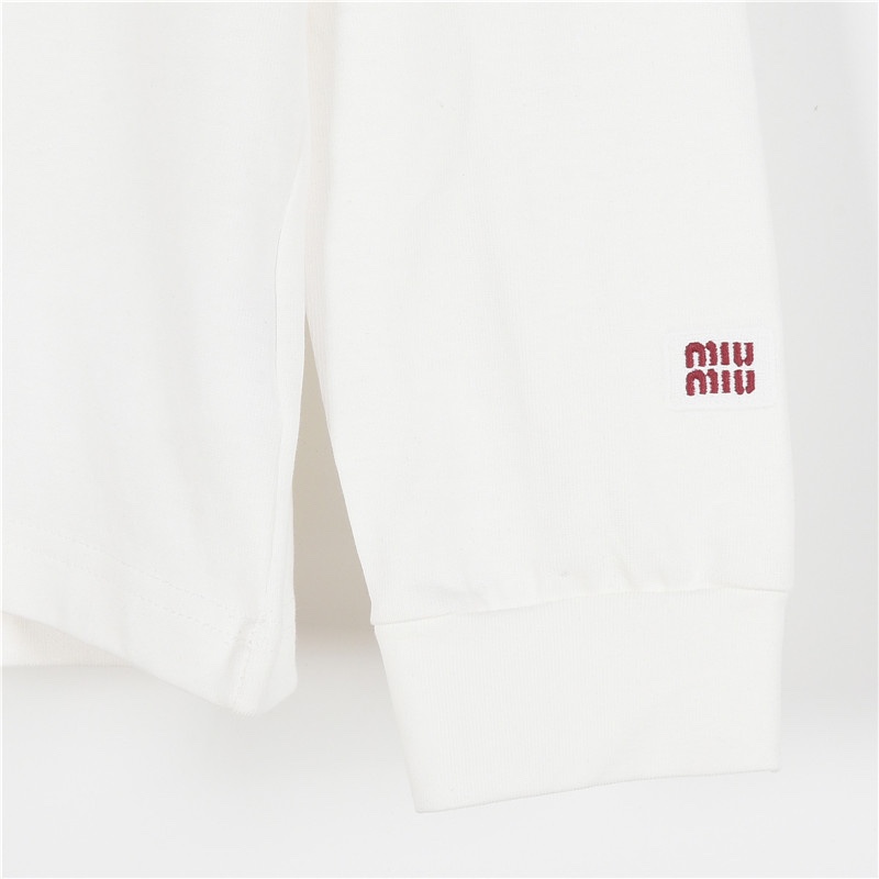 Miumiu/缪缪 24Fw 胸前logo刺绣图案长袖T恤