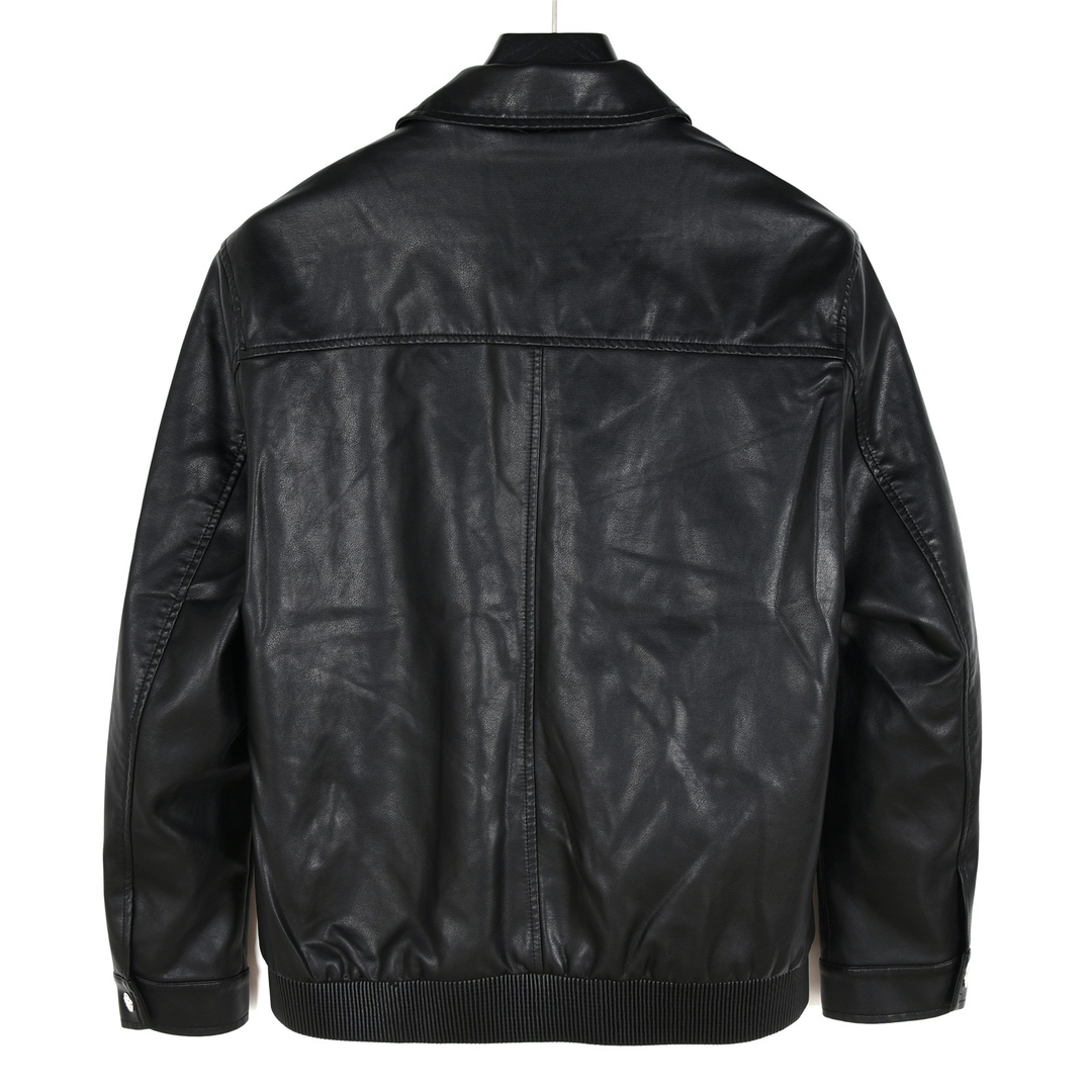 Prada/普拉达 24Fw 三角标皮衣夹克外套 定制荔枝纹皮革