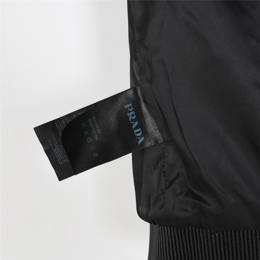 Prada/普拉达 24Fw 三角标皮衣夹克外套 定制荔枝纹皮革