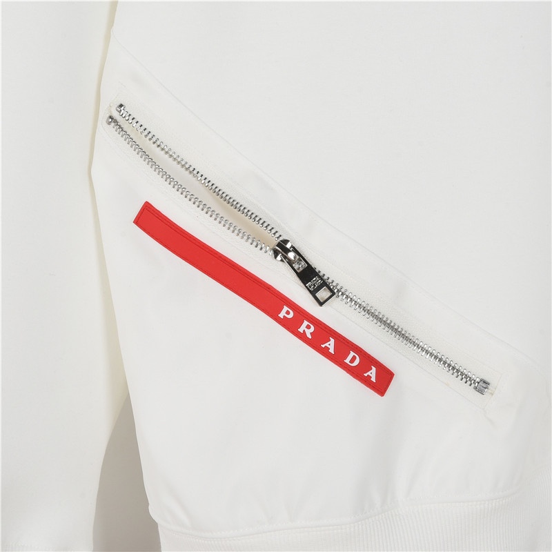 Prada/普拉达 下摆红条拉链口袋连帽卫衣