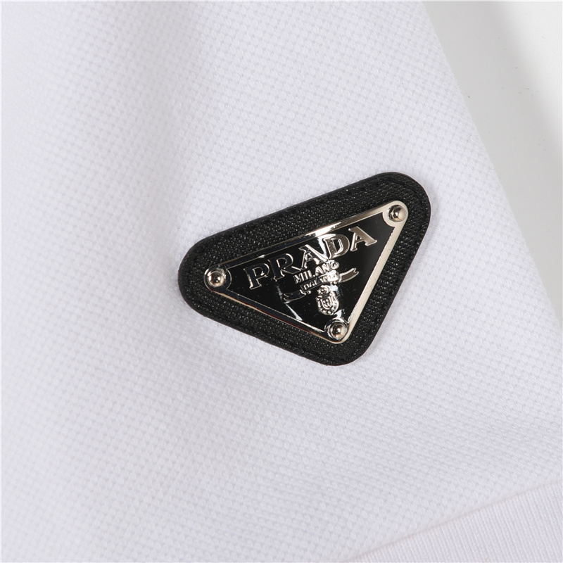 Prada/普拉达 25SS新款红条半拉链短袖POLO衫