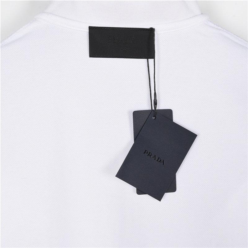Prada/普拉达 25SS新款红条半拉链短袖POLO衫