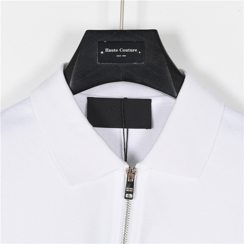 Prada/普拉达 25SS新款红条半拉链短袖POLO衫