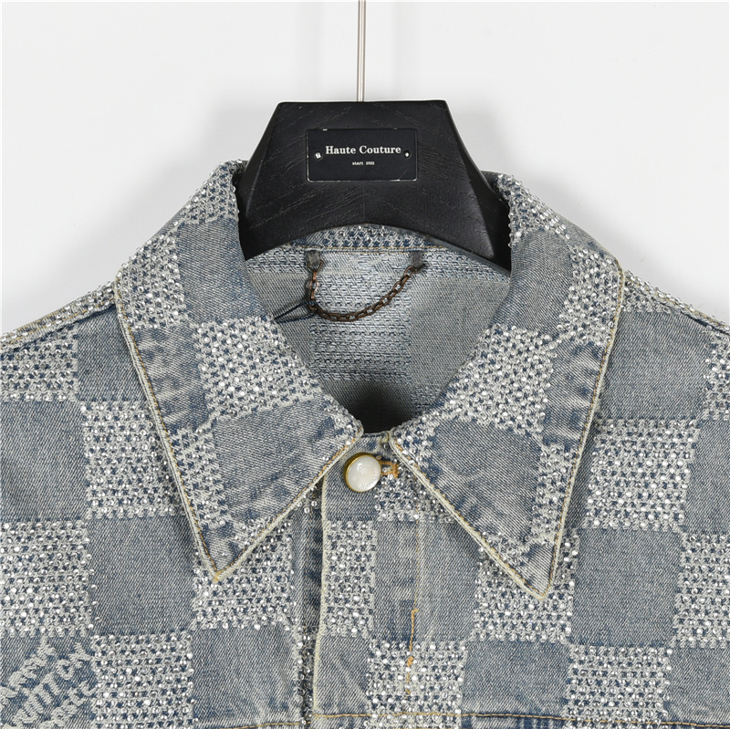 LouisVuitton/路易威登 24SS 格纹老花烫钻牛仔外套