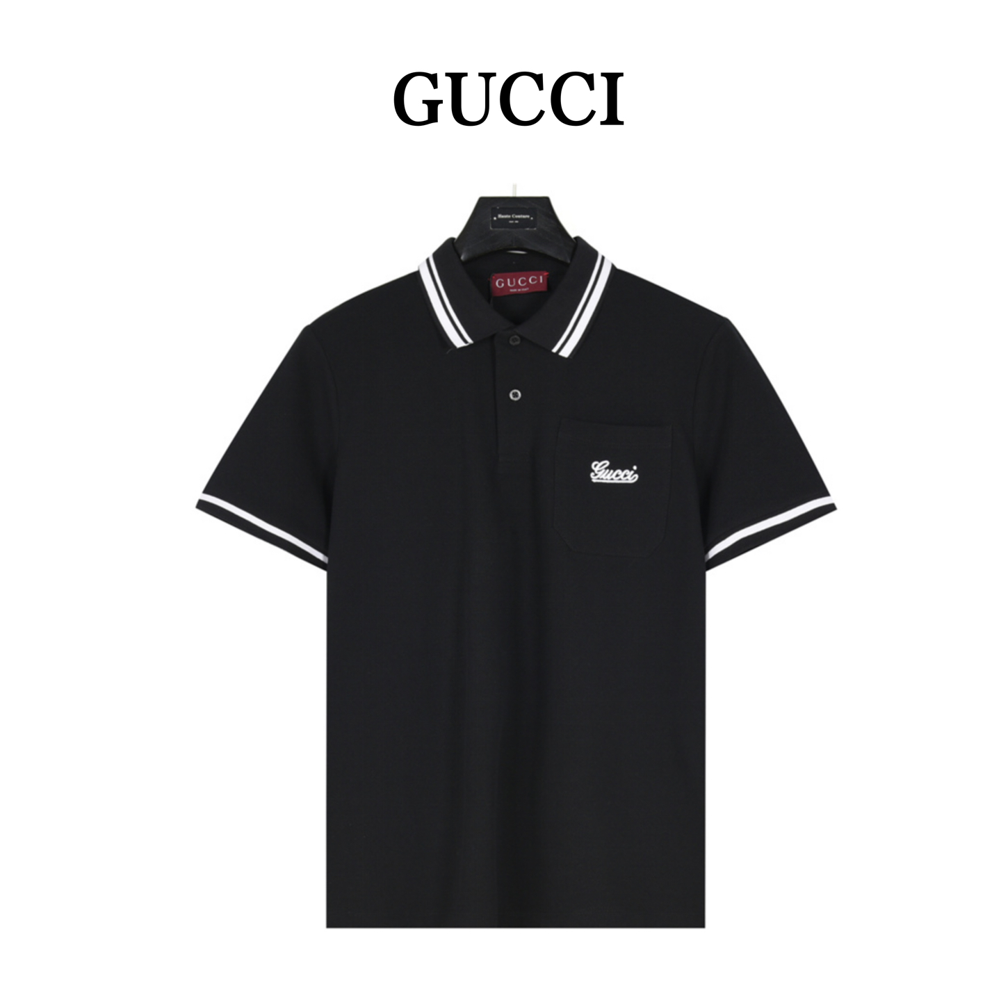 Gucci/古驰 胸口刺绣字母口袋短袖Polo衫